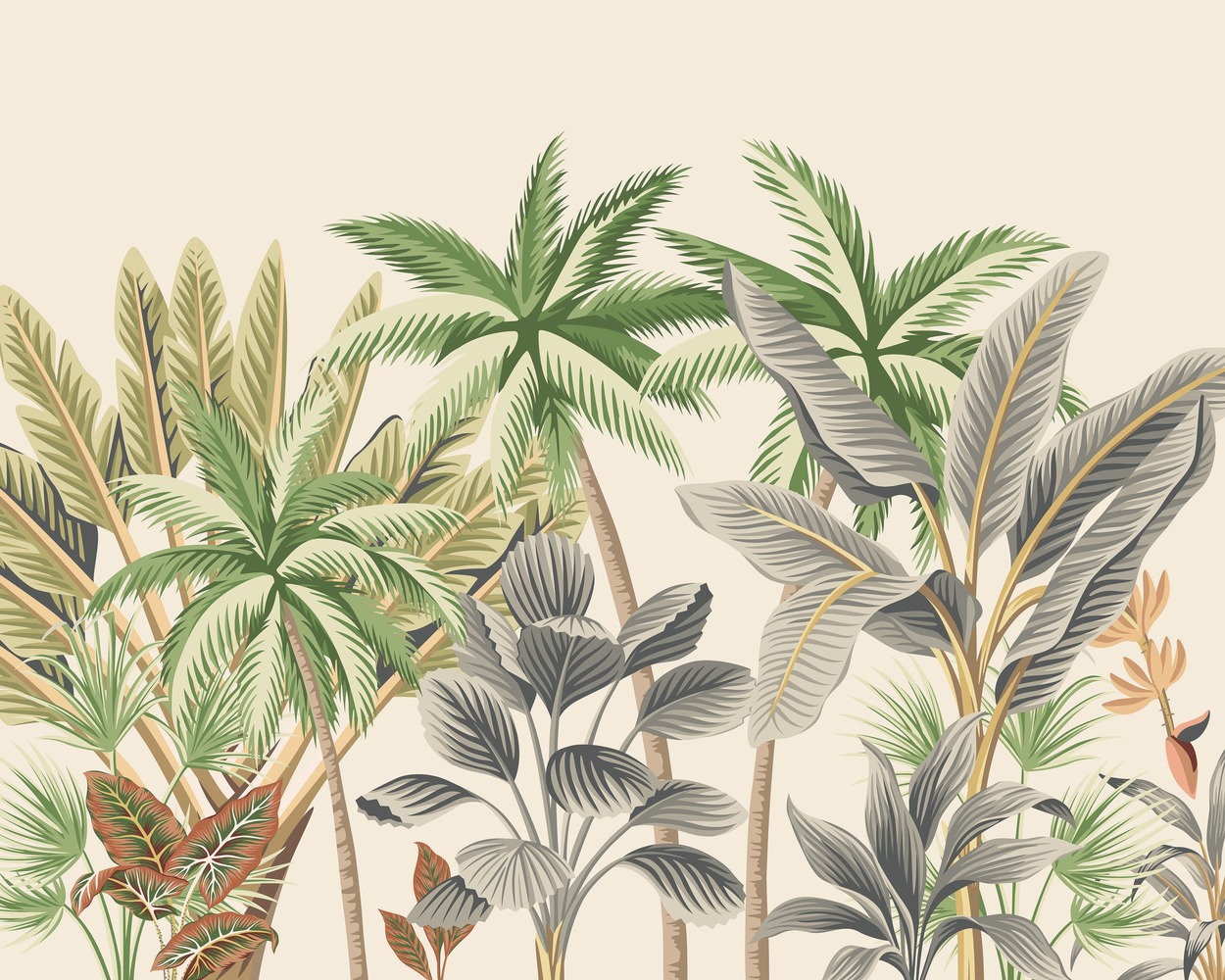 Origin Murals Tropical Palm Leaves Natural Mural