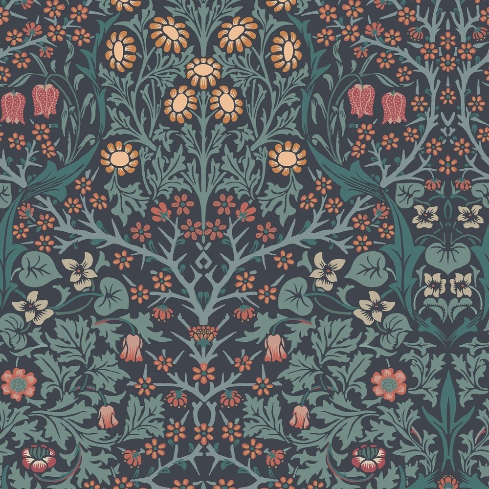 Morris at Home Blackthorn Navy Wallpaper