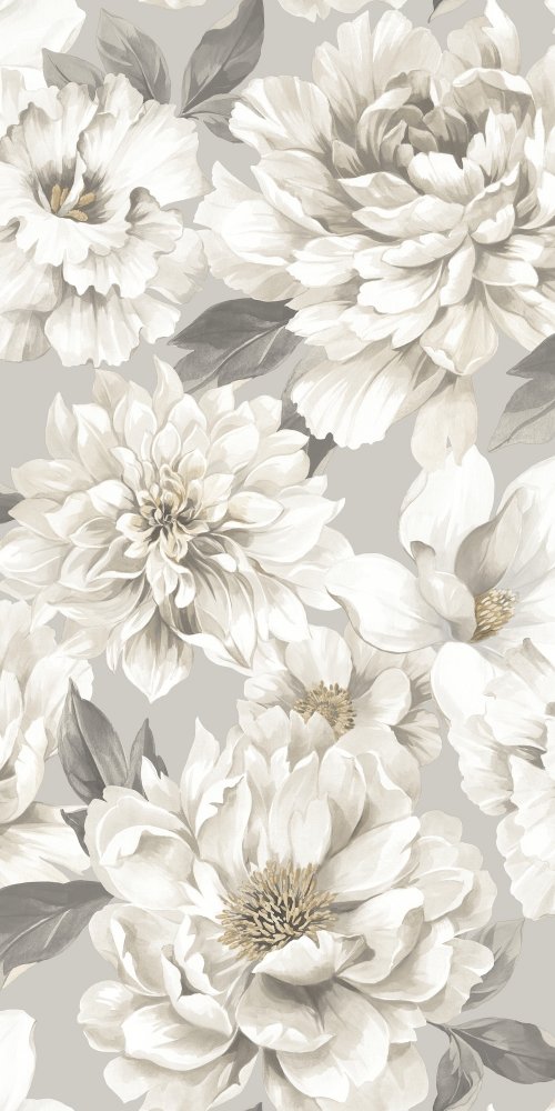 The Design Library Large Floral Taupe Wallpaper 283777