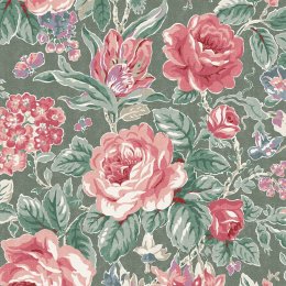 Laura Ashley Wild Roses Fern Green Wallpaper