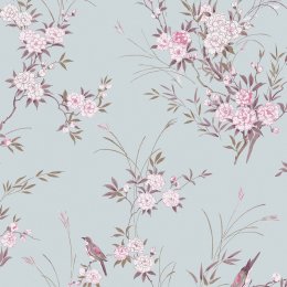 Rachel Ashwell Bird Chinoiserie Blue Wallpaper