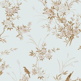 Rachel Ashwell Bird Chinoiserie Blue Gold Wallpaper