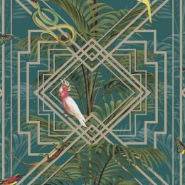 Teal Art Deco Fabric Wallpaper and Home Decor  Spoonflower
