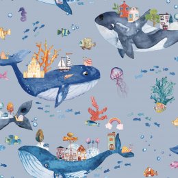 Holden Decor Whale Town Blue Wallpaper 13220