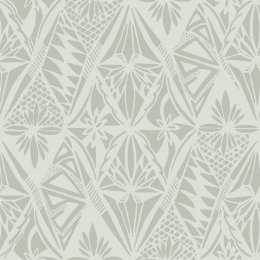 Urban Sage Wallpaper with abstract geometric botanical patterns in a soft sage green shade