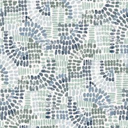 Wanderer Blue and Grey Wallpaper with an abstract pattern in soft blue and grey tones