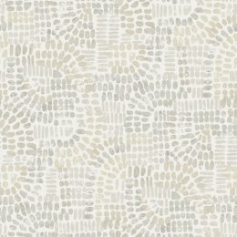 Wanderer Neutral Wallpaper featuring an abstract, hand-painted pattern in soft beige and grey tones