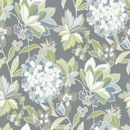 A Street Prints Valdivian Grey Green Wallpaper with botanical design