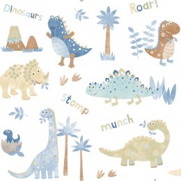 Galerie Dinosaurs Blue/Beige Wallpaper