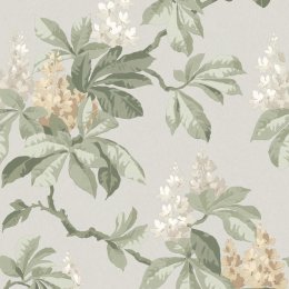 Crown Chestnut Floral Grey Wallpaper