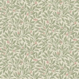 Crown Winter Berry Green Wallpaper with soft green background and red berries