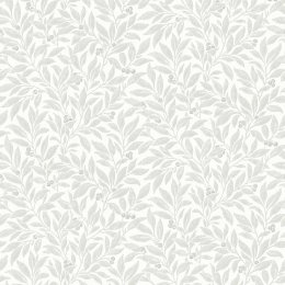 Crown Winter Berry Grey Wallpaper with subtle grey background and delicate leaves and berries