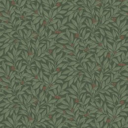 Crown Winter Berry Emerald Wallpaper with rich green background and red berries