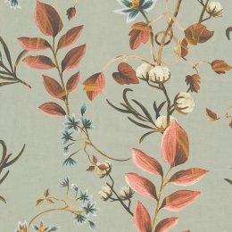 Wildwood Sage and Ember wallpaper’s intricate details.