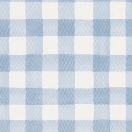 Painted Gingham Blue wallpaper with large-scale baby blue and white gingham design