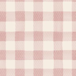 Painted Gingham Pink wallpaper with large-scale baby pink and white gingham design