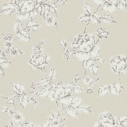 Laura Ashley Pollington Roses wallpaper featuring intricate rose illustrations in natural tones.