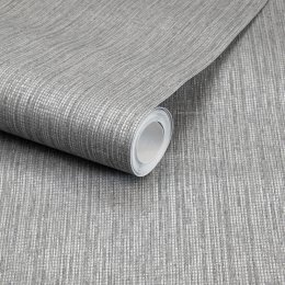 Rasch Woven Shimmer Grey and Silver Wallpaper roll