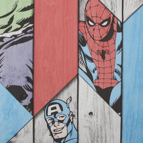 Marvel Wood Panel Wallpaper Close