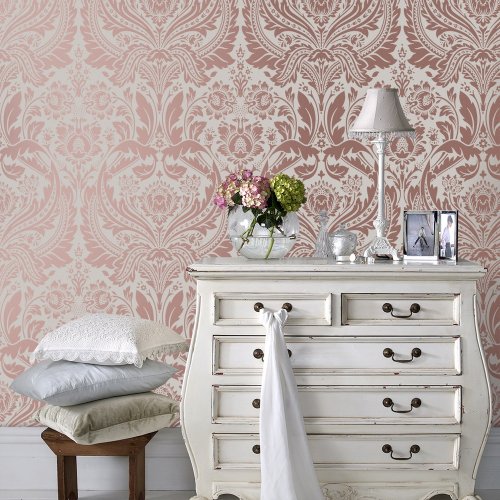 Graham & Brown Desire Rose Gold & Mink Wallpaper Room