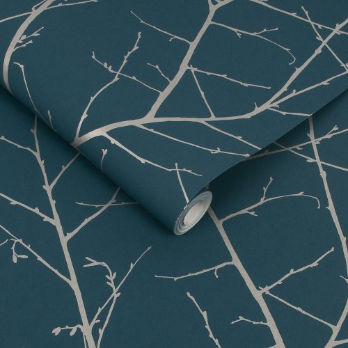 Graham & Brown Boreas Teal & Silver Wallpaper Roll