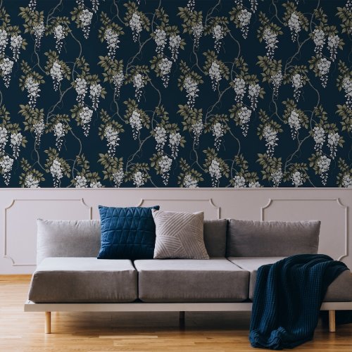 Superfresco Easy Wisteria Navy Wallpaper Room 2 