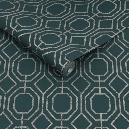 Superfresco Easy Luxe Geo Teal Wallpaper 115933