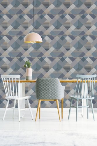 Superfresco Easy Kaleidoscope Denim Wallpaper Room