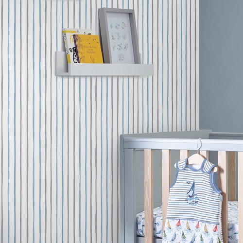 Laura Ashley Painterly Stripe Blue Wallpaper Room