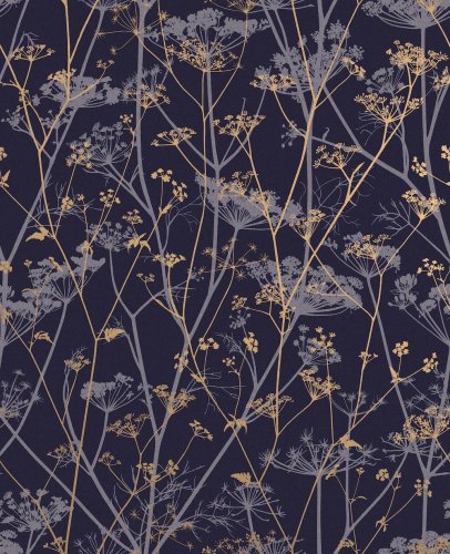 Clarissa Hulse Wild Chervil Blackberry & Gold Wallpaper