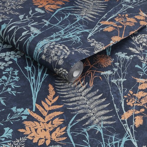 Superfresco Easy Organics Navy & Copper Wallpaper Roll