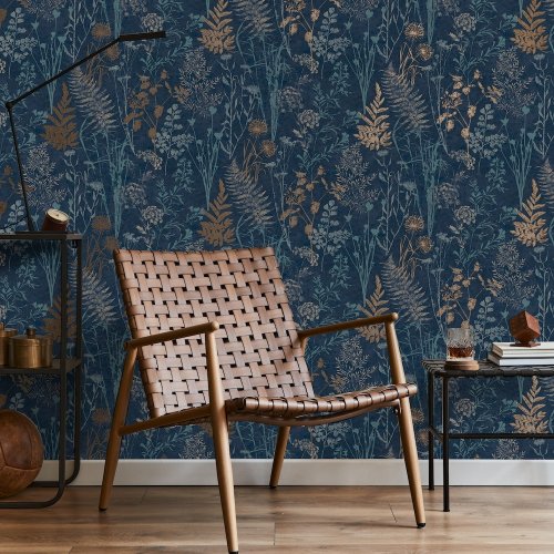 Superfresco Easy Organics Navy & Copper Wallpaper Room