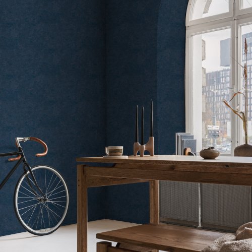 Superfresco Easy Organic Plain Navy Wallpaper Room