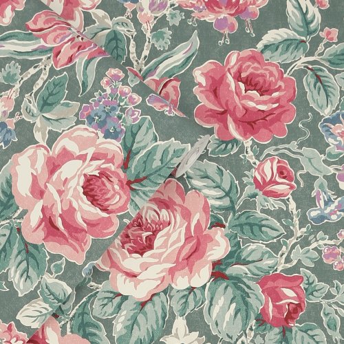 Laura Ashley Wild Roses Fern Green Wallpaper Roll