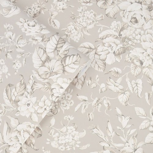 Laura Ashley Heledd Blooms Dove Grey Wallpaper Roll