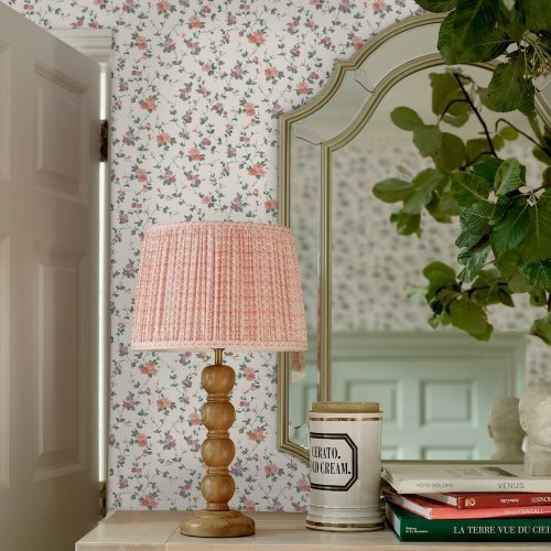 Laura Ashley Priory Coral Pink Wallpaper Room