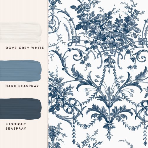 Laura Ashley Tuileries Midnight Blue Wallpaper Matching Paint