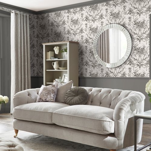 Laura Ashley Tuileries Charcoal Grey Wallpaper Room