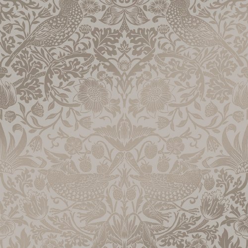 Morris at Home Strawberry Thief Fibrous Neutral Wallpaper