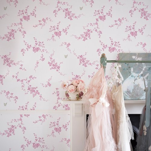 Rachel Ashwell Butterflies Pink Wallpaper Room