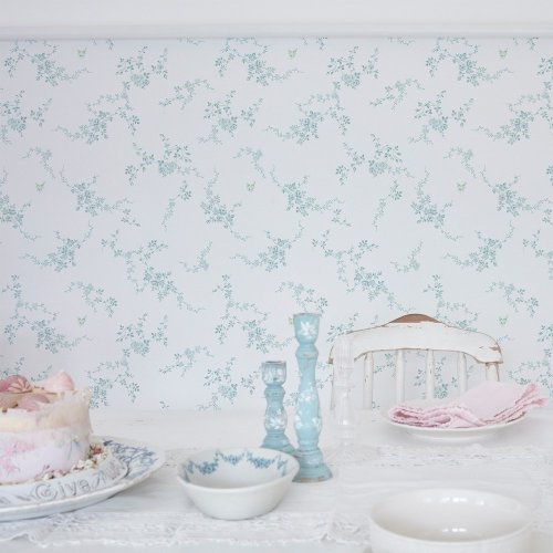 Rachel Ashwell Butterflies Duck Egg Wallpaper Room