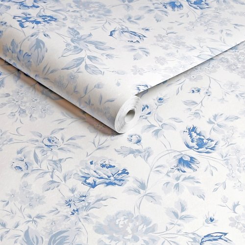 Rachel Ashwell Romantic Rose Blue Wallpaper Roll