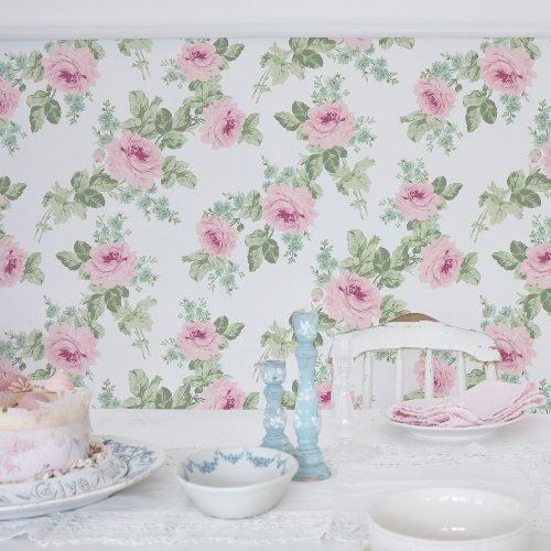 Rachel Ashwell Royal Bouquet Pink Wallpaper Room