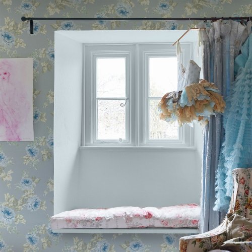 Rachel Ashwell Royal Bouquet Blue Wallpaper Room