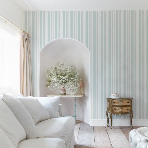 Rachel Ashwell Watercolour Stripe Blue Wallpaper Room