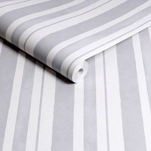 Rachel Ashwell Watercolour Stripe Grey Wallpaper Roll