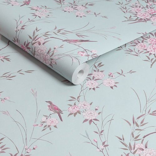 Rachel Ashwell Bird Chinoiserie Blue Wallpaper Roll