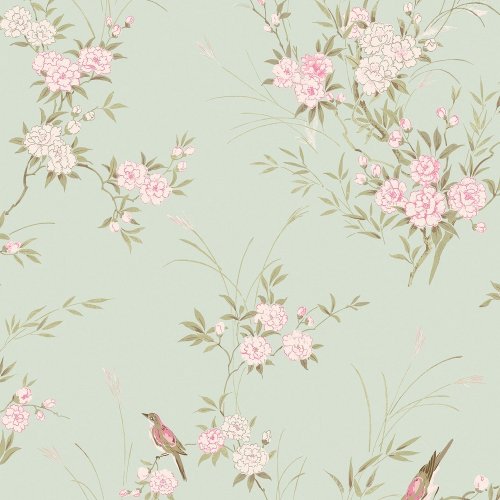 Rachel Ashwell Bird Chinoiserie Green Wallpaper