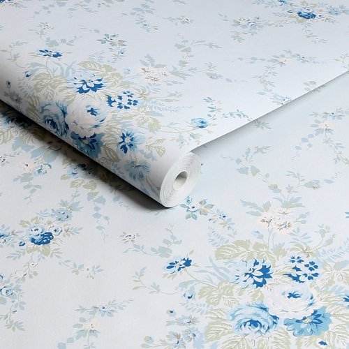 Rachel Ashwell Garden Floral Soft Blue Wallpaper Roll