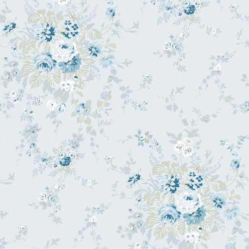 Rachel Ashwell Garden Floral Soft Blue Wallpaper